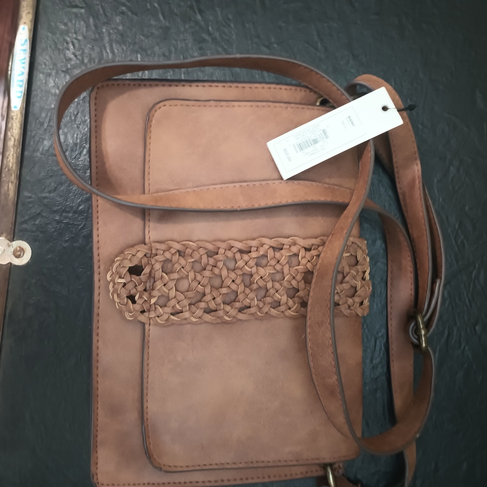 Kohl's Cognac Woven Crossbody Bag